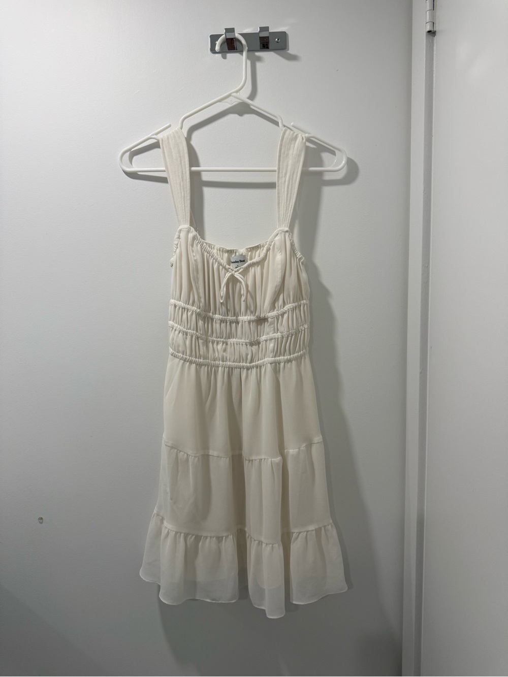 Sunday Best Cream Tiered Mini Sundress